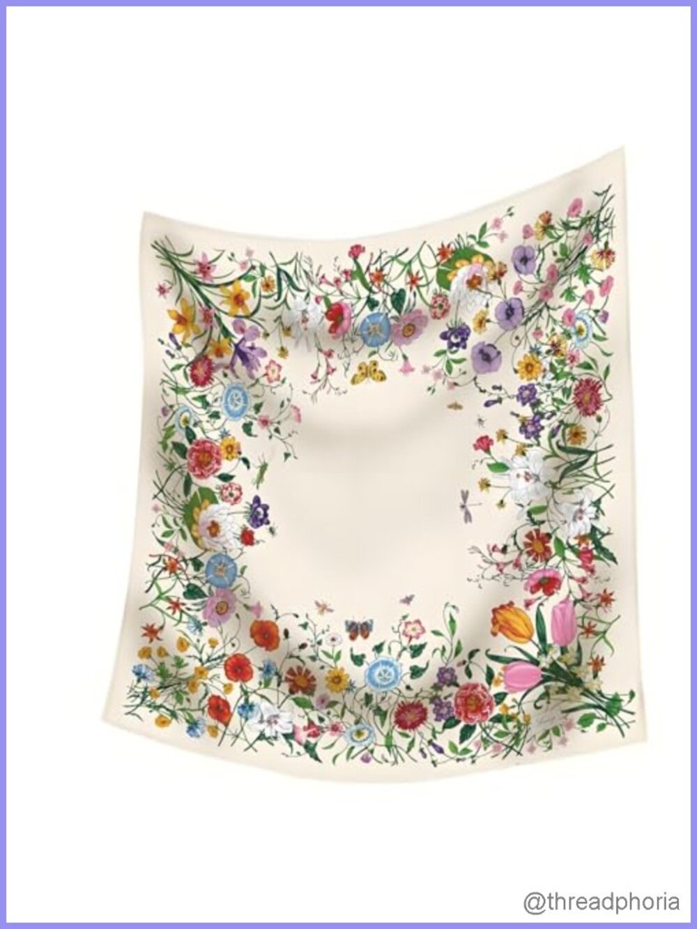 Floral Square Scarf 35x35 Silk Feel Lightweight Headscarf Bandana